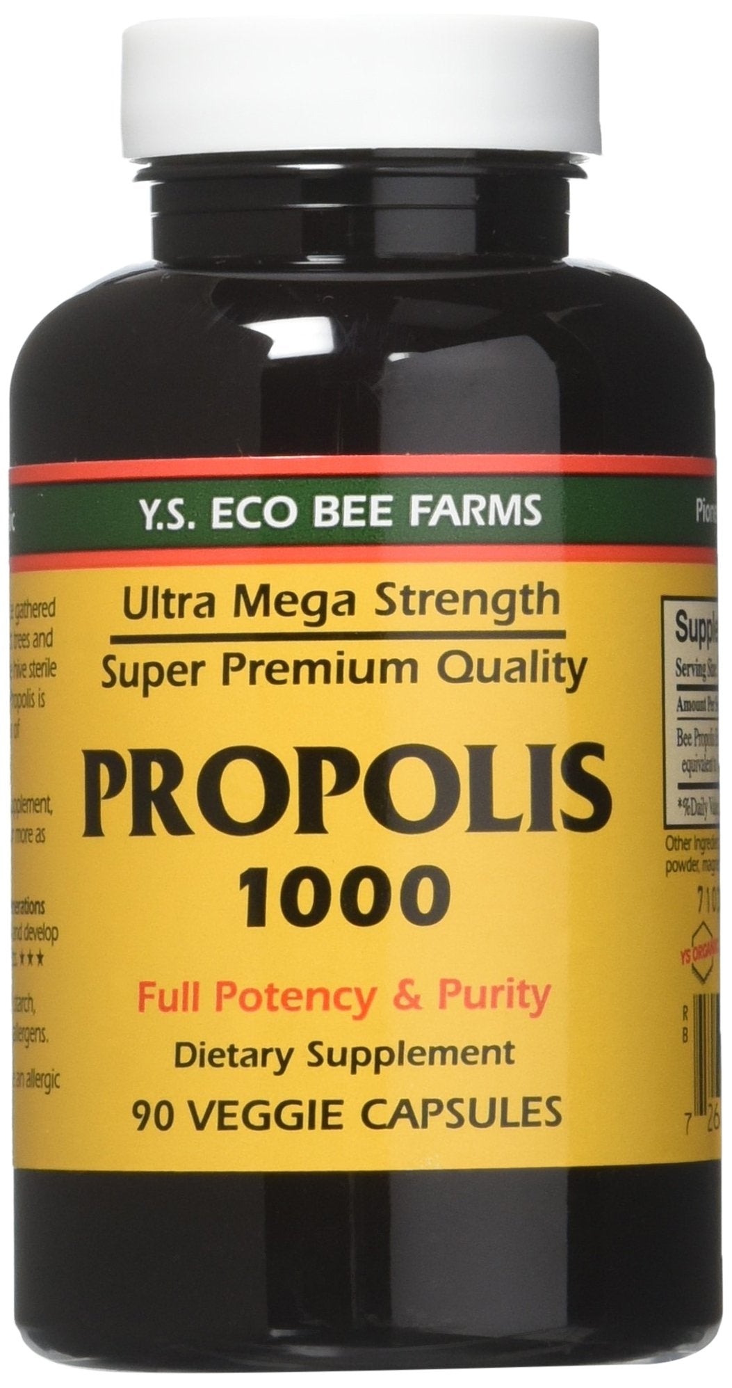 Front view of YS Eco Bee Farms Propolis 1000 - 90 Caps Pack of 3