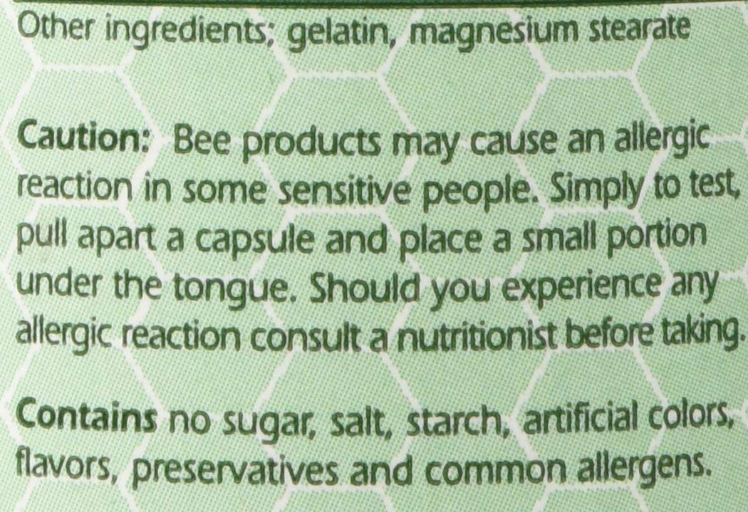 Label and ingredients for YS Organics Bee Pollen capsules