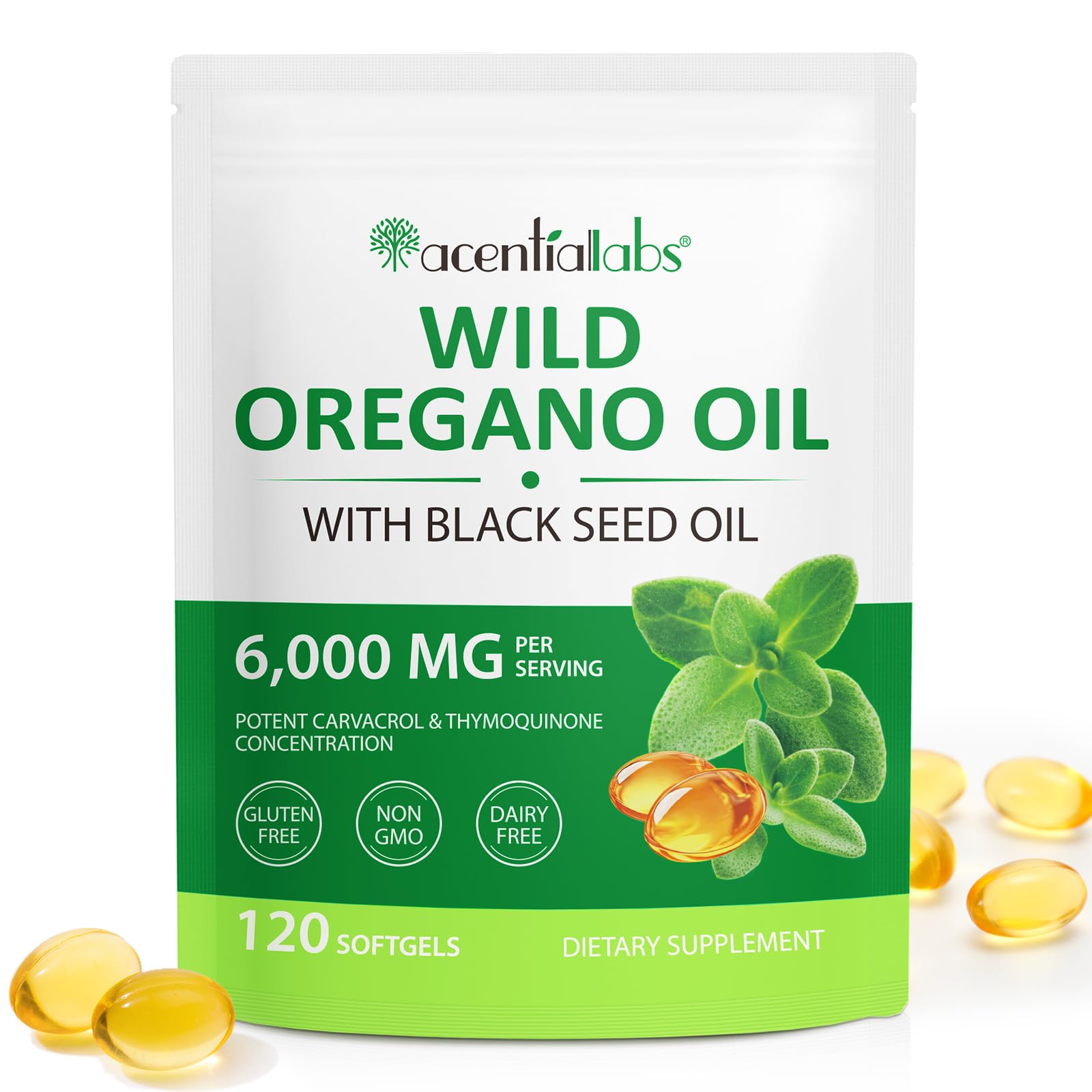 Bottle of YUEPLATTNMAY Oil of Oregano 6000mg with 120 softgels