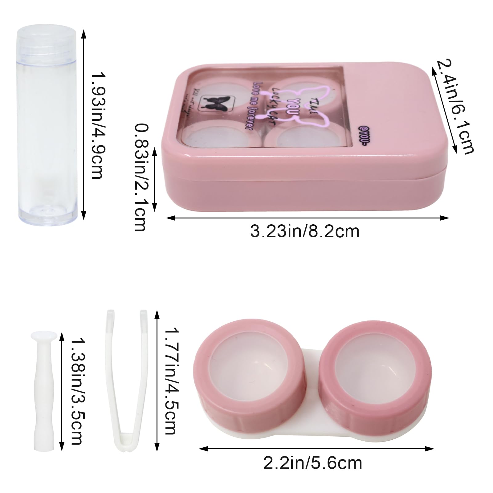 Tweezer and remover tool included with the lens case set