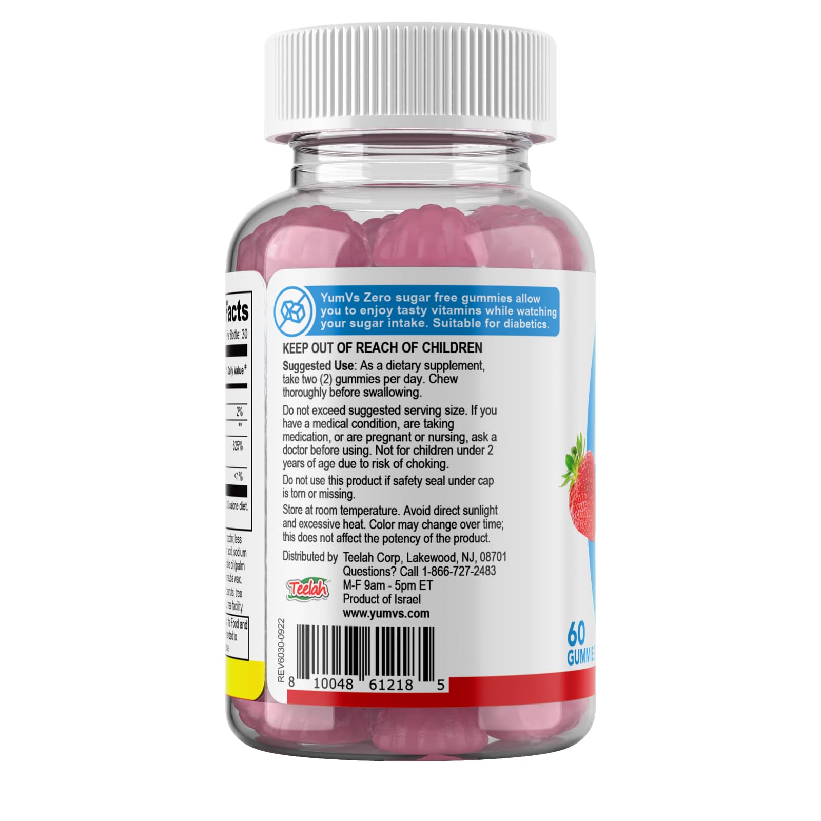 Yum-Vs Vitamin D3 Gummies are vegan, gluten-free and non-GMO with zero sugar