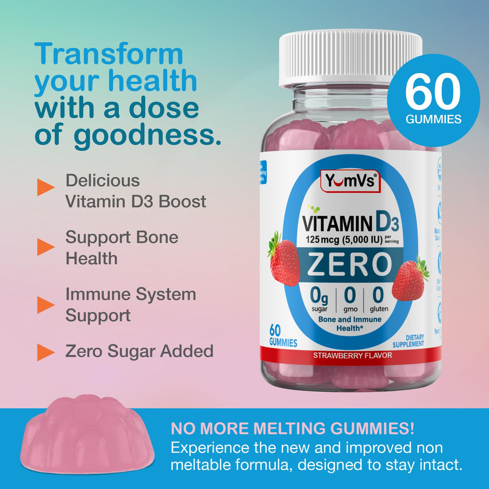 Zero sugar Vitamin D3 gummies label