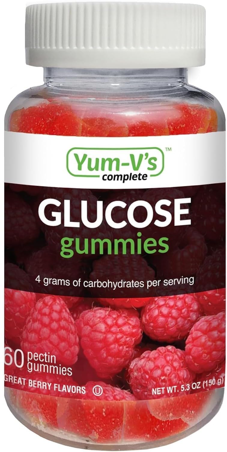 Front view of YUM-V'S Glucose Gummies Berry Orange flavor bottle