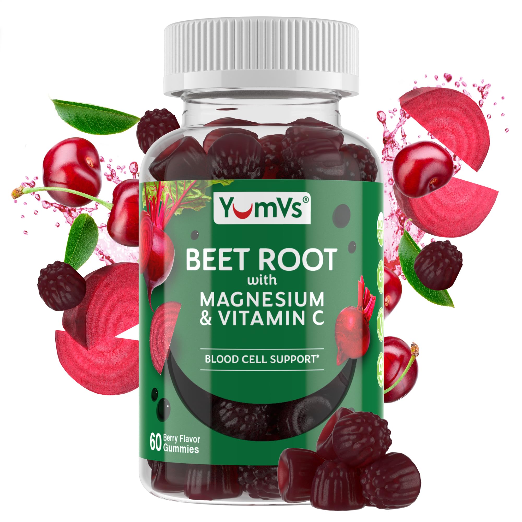 YumVs Beet Root Gummies Berry Flavor bottle label