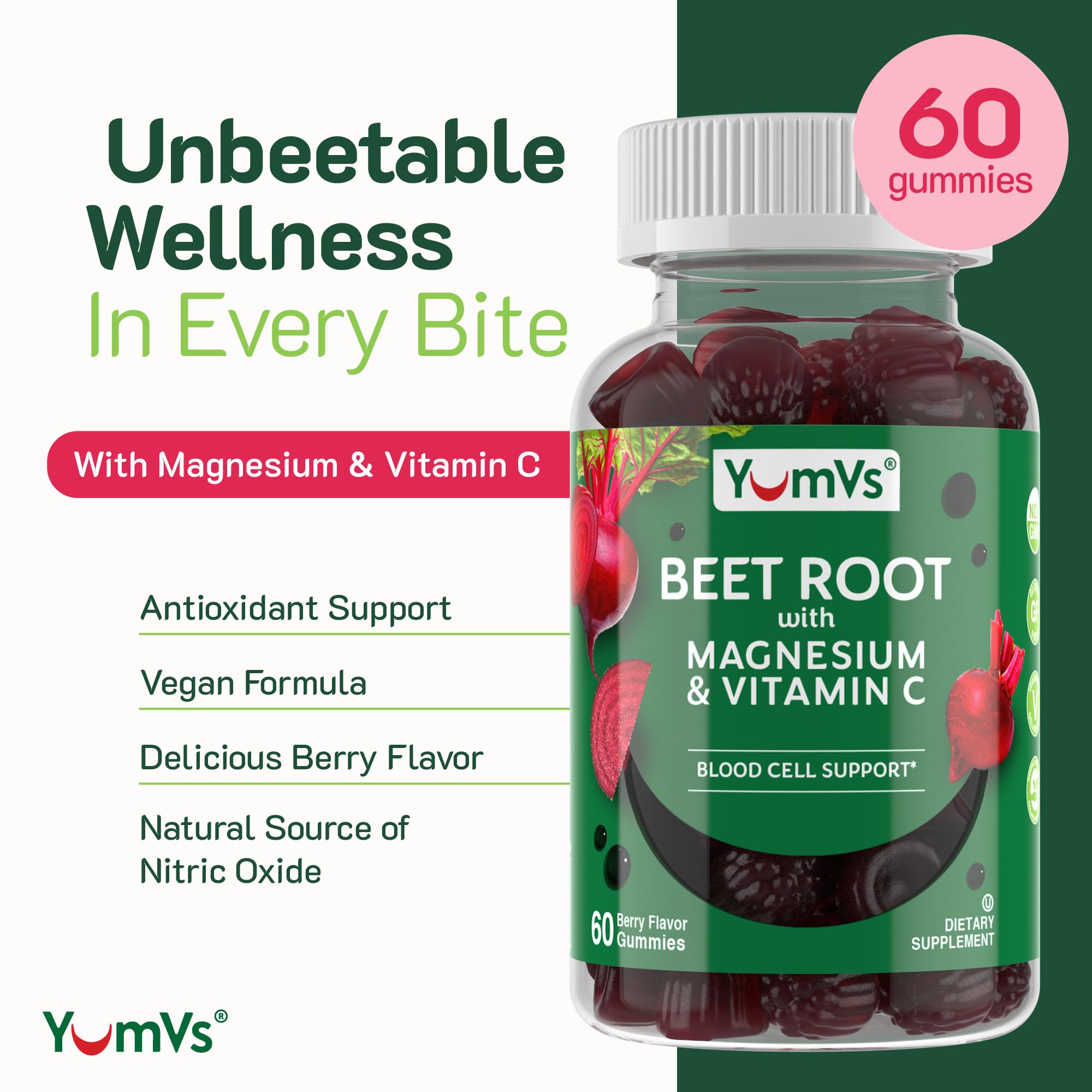 Close-up of Berry Flavor Beet Root Gummies