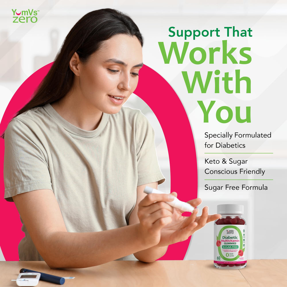 Diabetes-friendly sugar-free multivitamin gummies with raspberry flavor