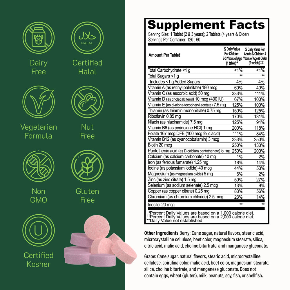 Nutrition and ingredient label area on YumVs bottle