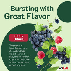 Grape and berry flavored chewable tablet for kids