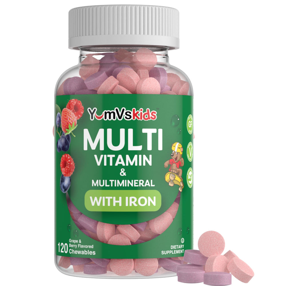YumVs Kids Multivitamin bottle with grape and berry flavor