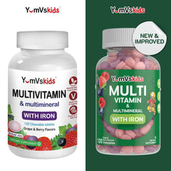 Front view of YumVs Kids Multivitamin bottle