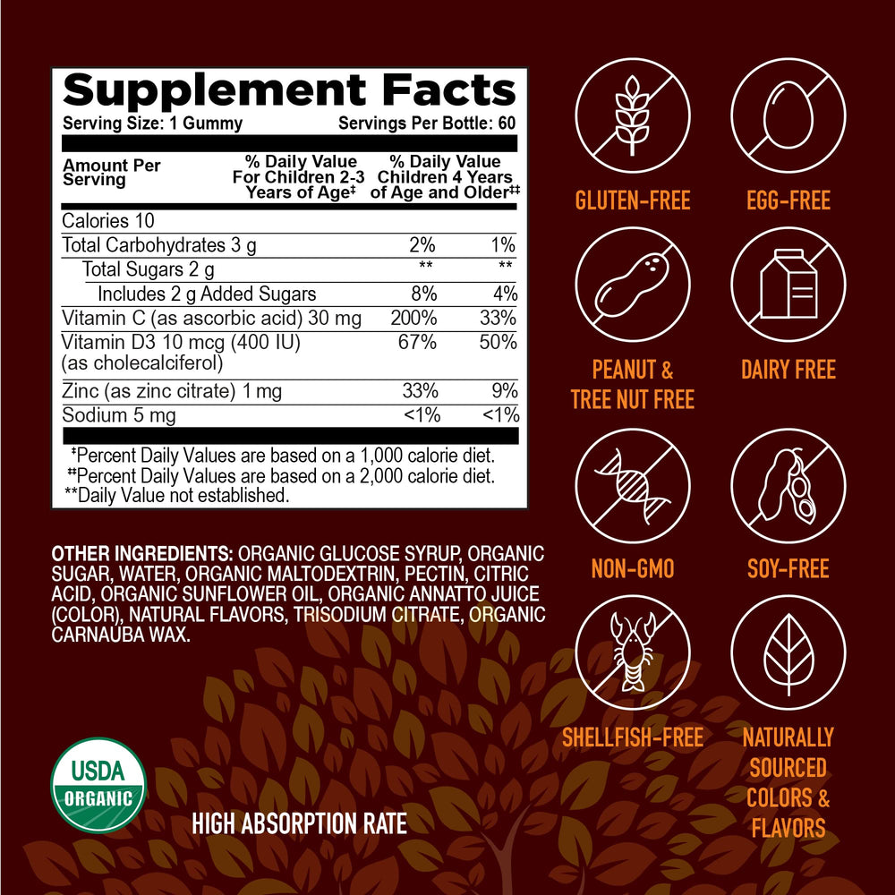 60-count bottle of YUM-V'S Kids Strong Earth Immune Gummies