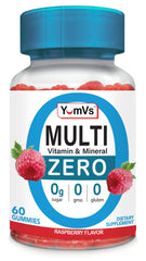 YUM-V'S Multivitamin Zero Gummies bottle with Raspberry flavor