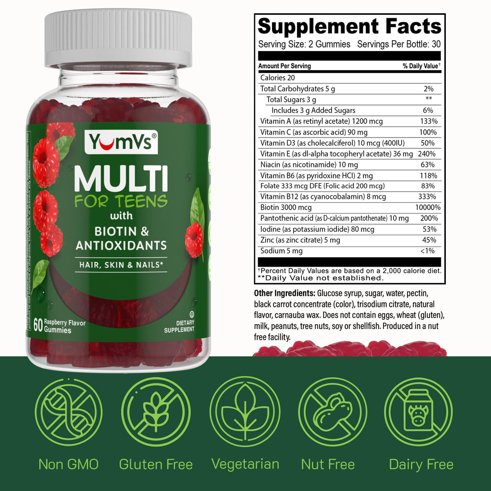 Vegetarian and gelatin-free YumVs teen gummies