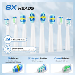 Eight soft DuPont brush heads included with YUNCHI toothbrush