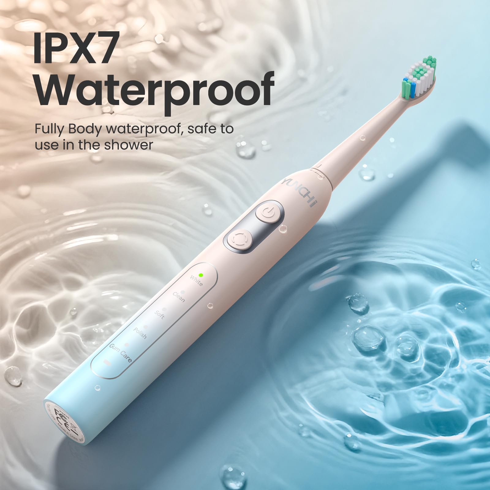 IPX7 waterproof body of YUNCHI electric toothbrush