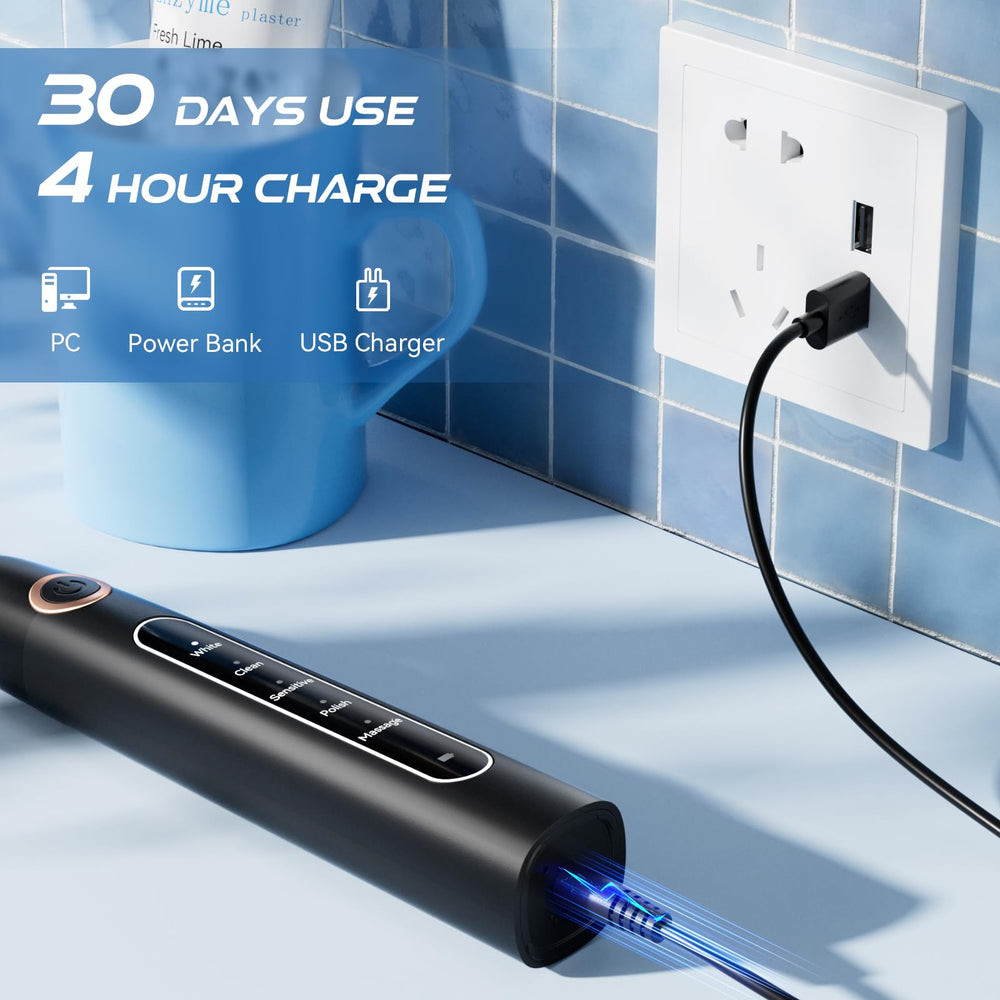 YUNCHI electric toothbrush with 8 DuPont brush heads