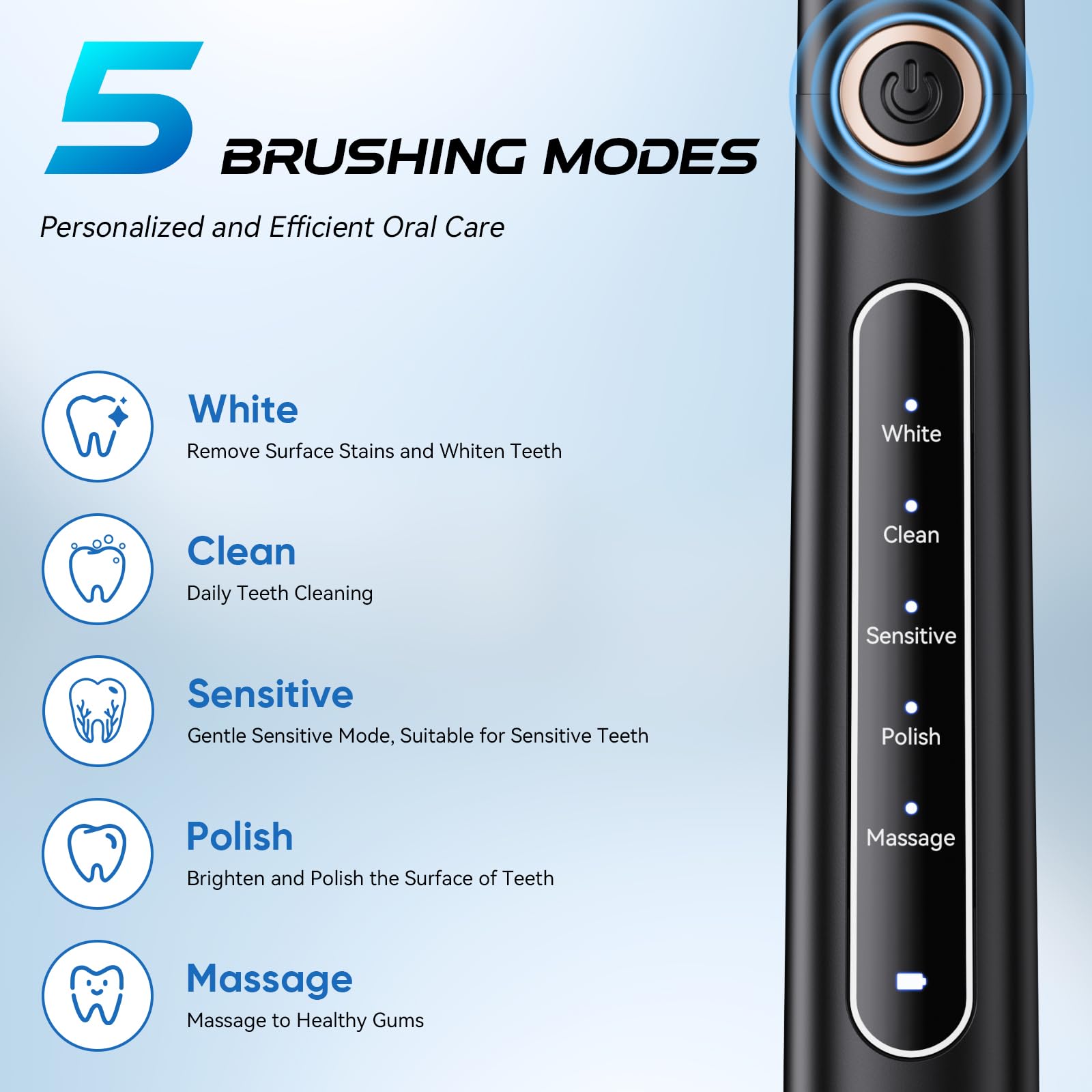 YUNCHI electric toothbrush black side view