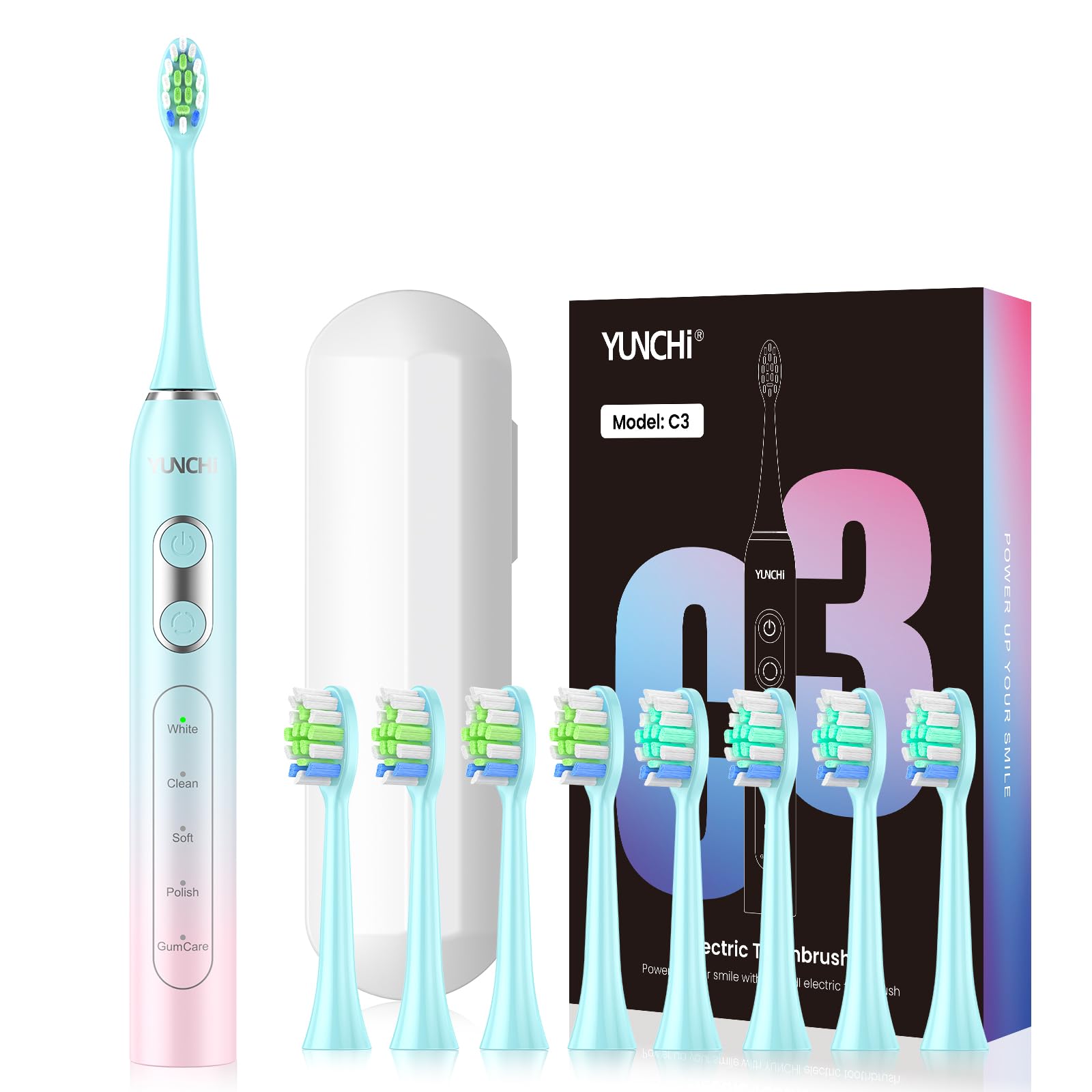 YUNCHI Sonic Electric Toothbrush for adults and kids with 5 modes