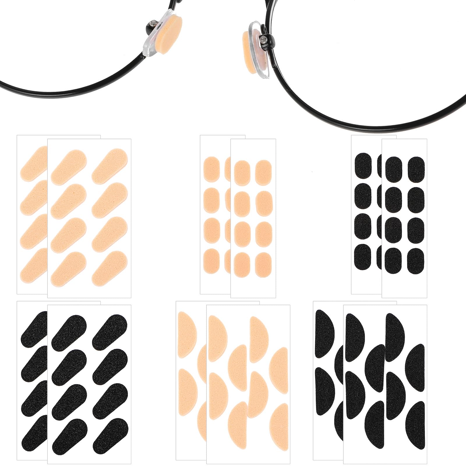 Yuomeaz soft foam nose pads for eyeglasses in black and skin colors