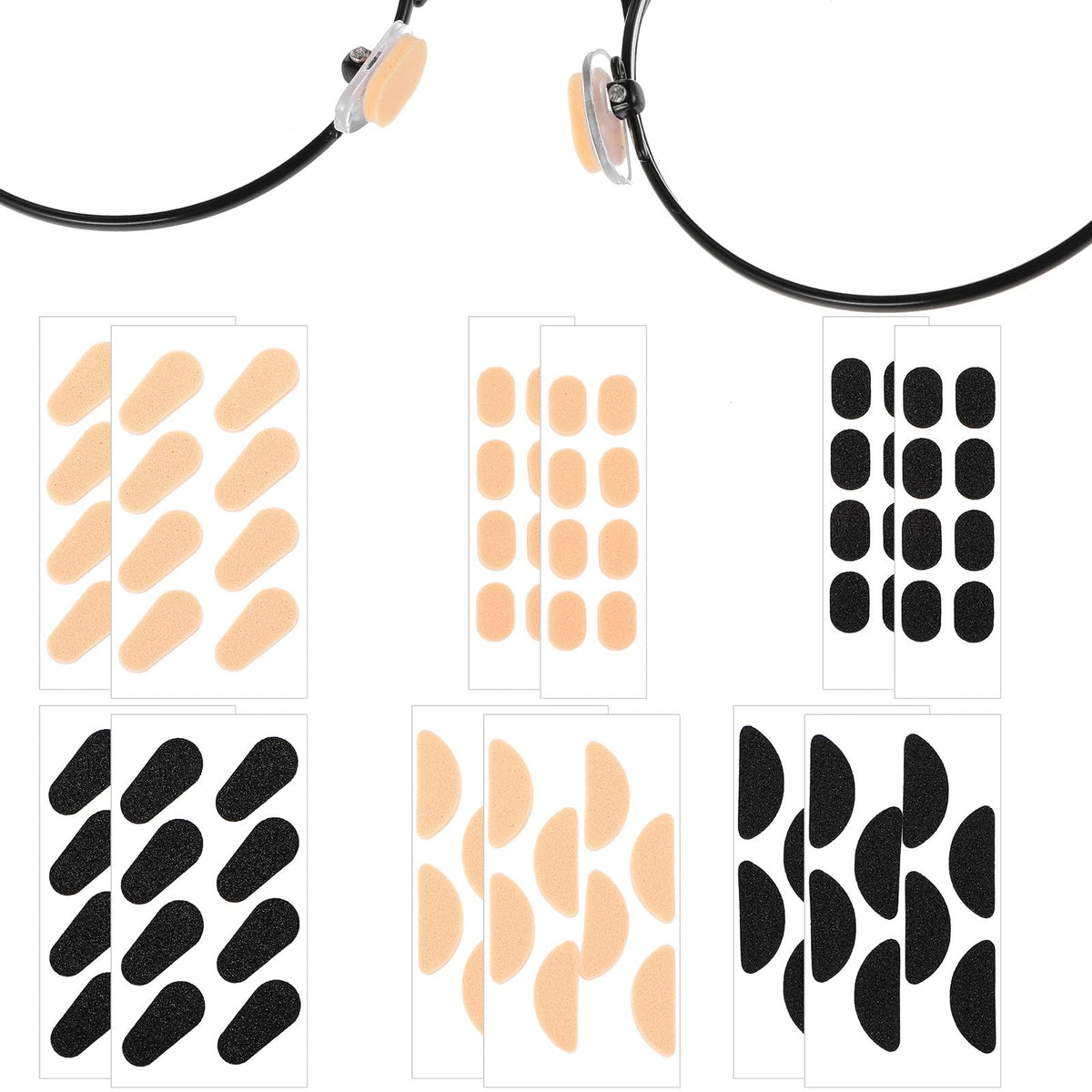 Yuomeaz soft foam nose pads for eyeglasses in black and skin colors
