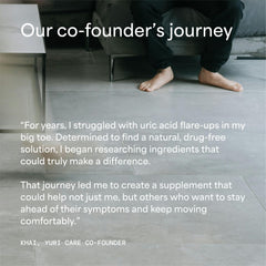 Yuri Care Uric Acid Cleanse bottle back shows safety and non-GMO formulation details.