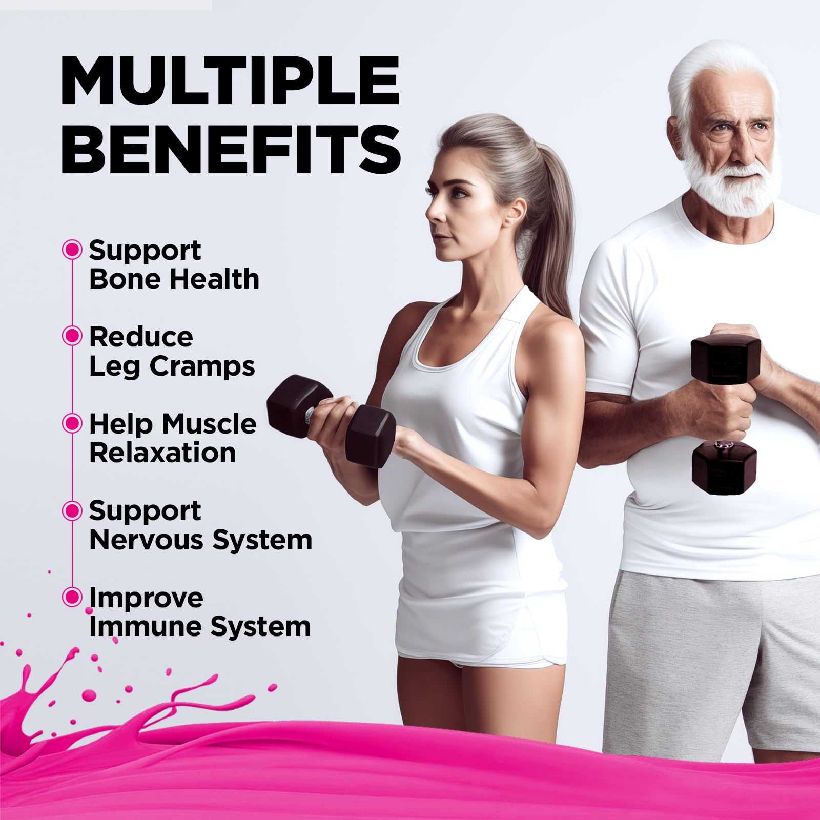 Visual of daily dose with D3, K2, and magnesium icons