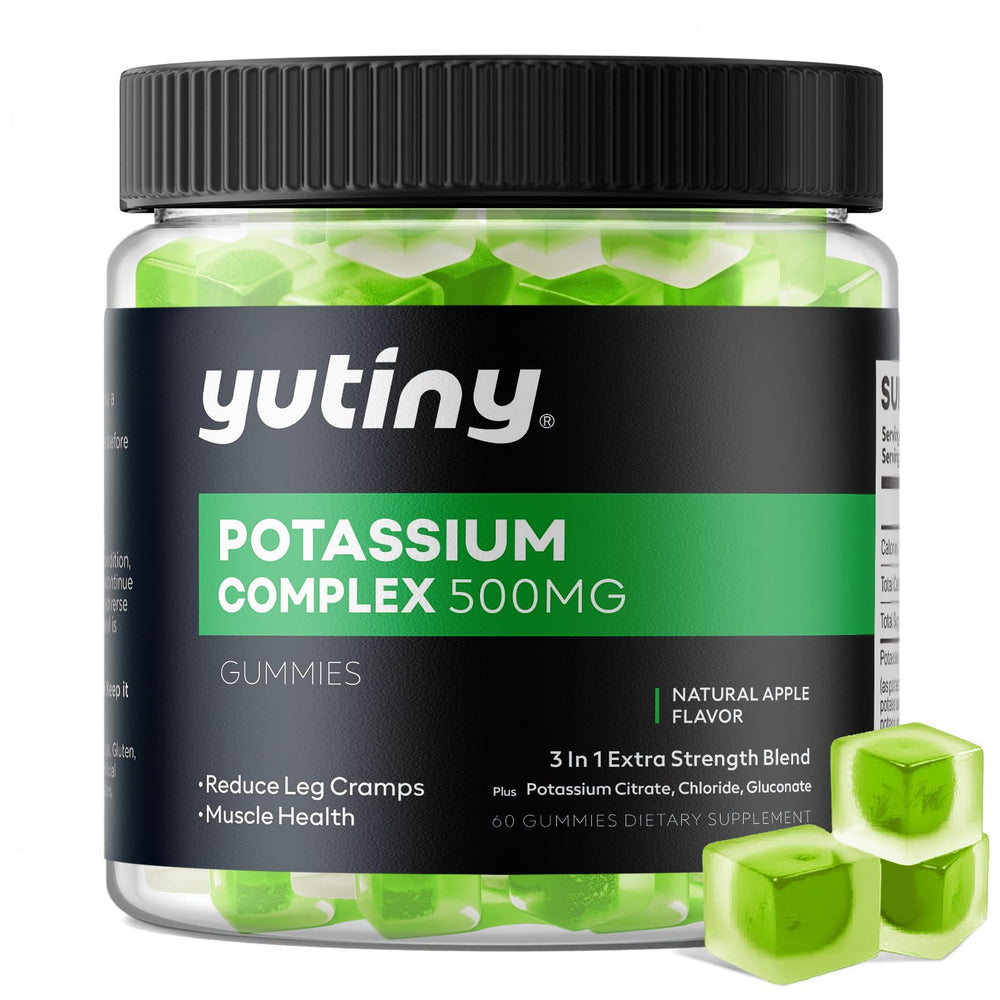 Bottle of Yutiny Potassium Gummies with label