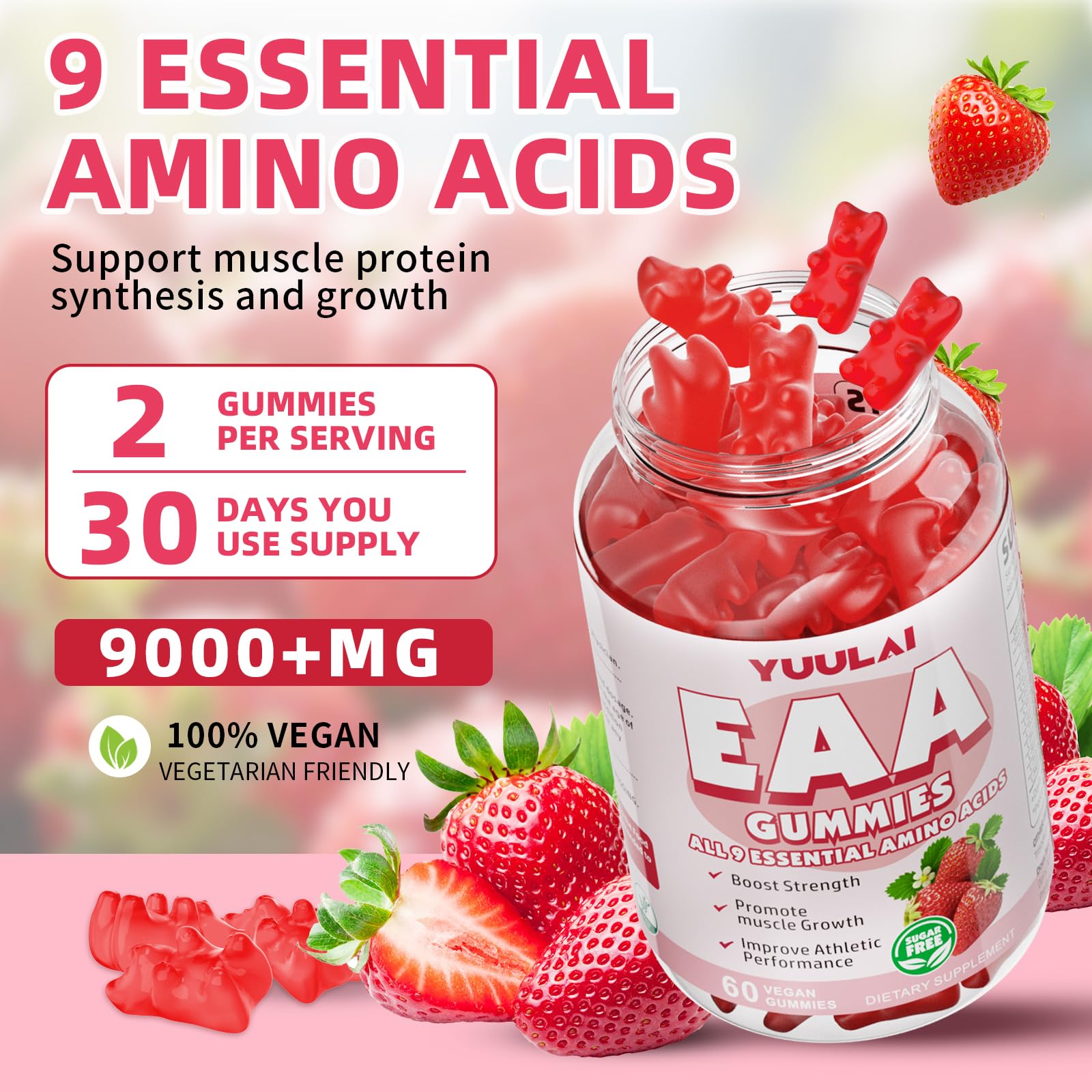 Energy and performance benefits illustration for YUULAI EAA Gummies