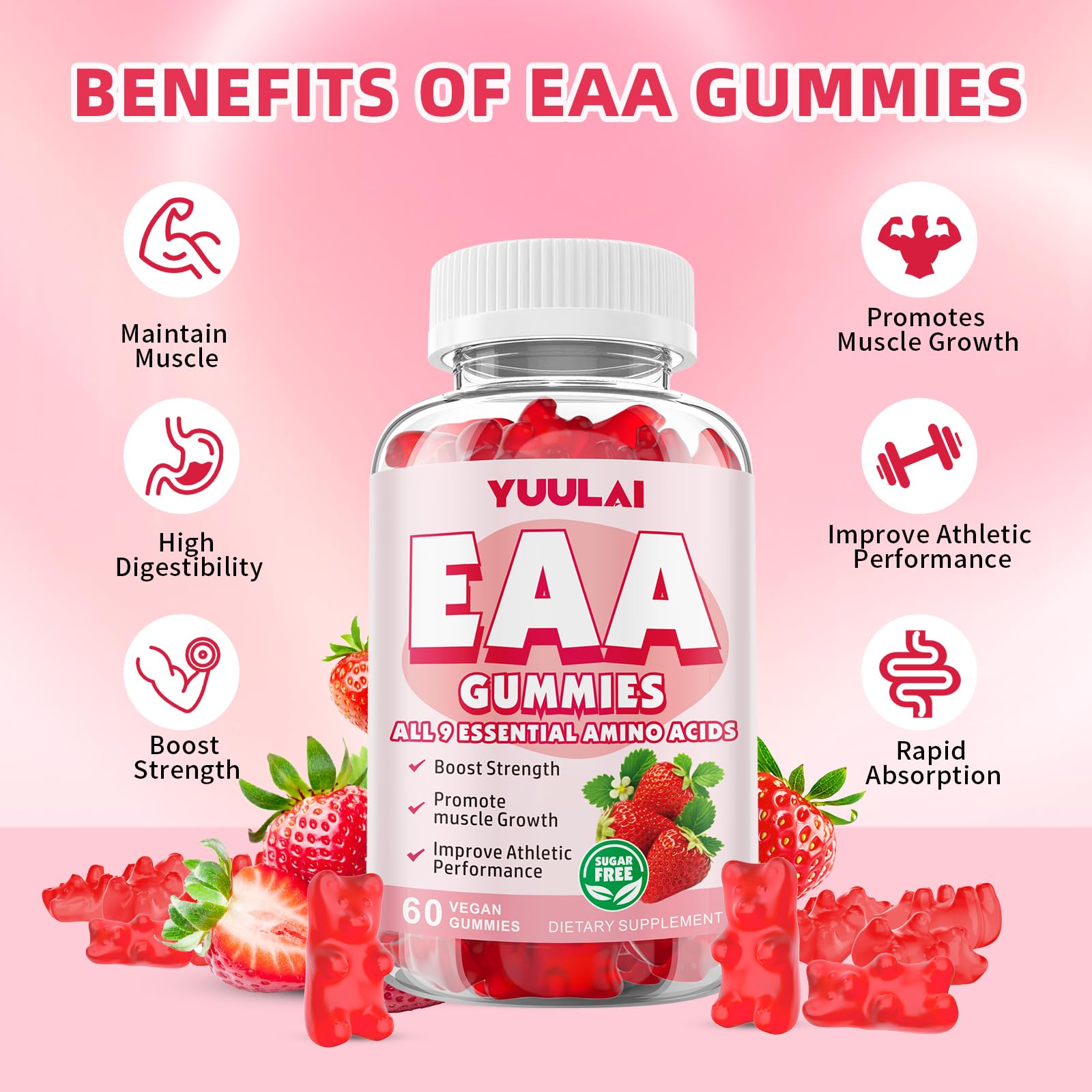 Nutrition label for YUULAI EAA Gummies