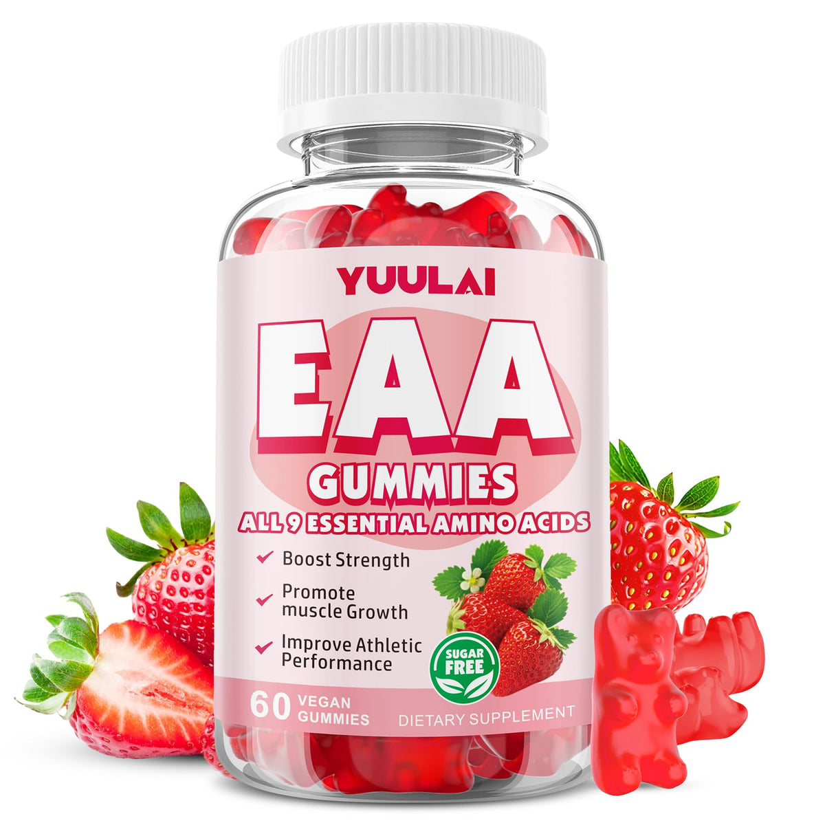 YUULAI EAA Gummies strawberry front 60 count