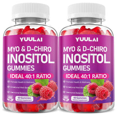 YUULAI front packaging showing two bottles and raspberry gummies for convenient daily use
