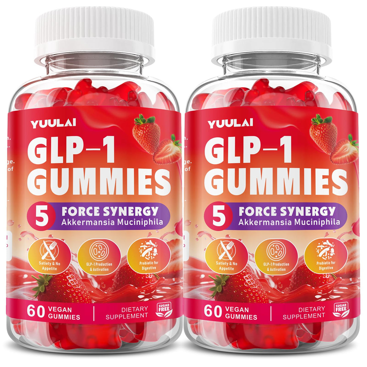 YUULAI GLP-1 Berberine Gummies Raspberry 2-pack front bottle