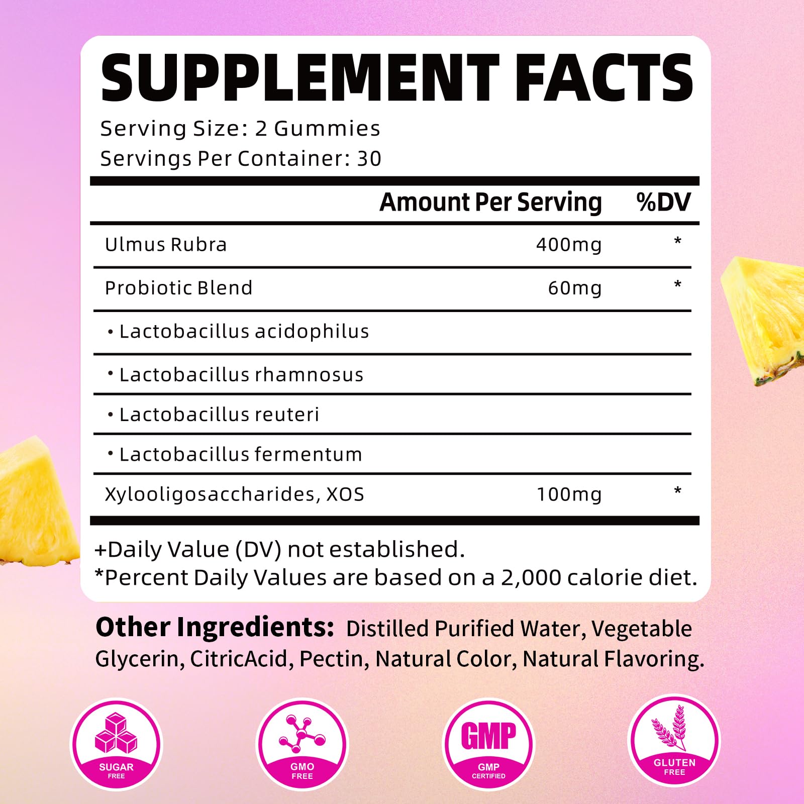 Front packaging of YUULAI Pineapple Probiotic Gummies