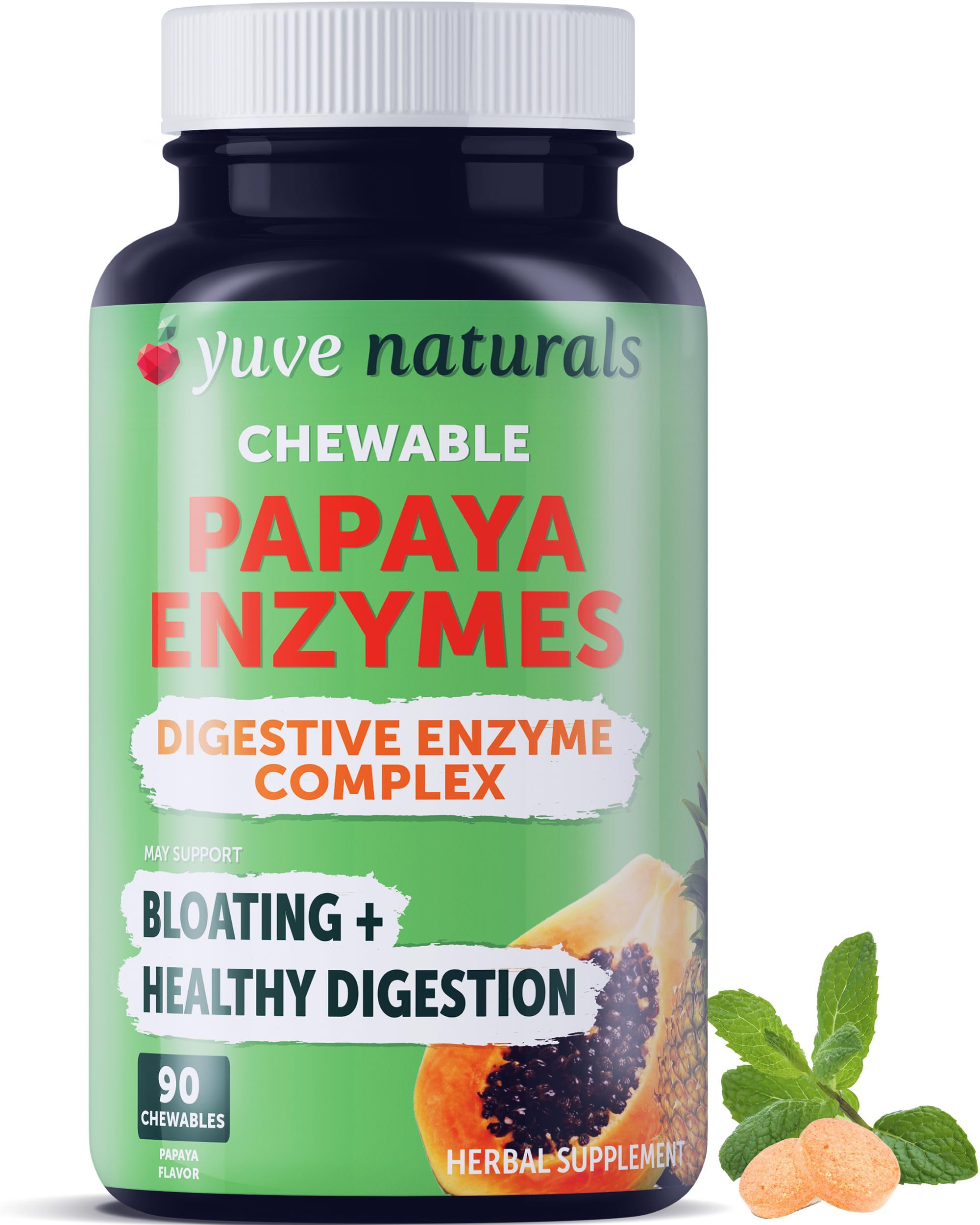 Yuve Papaya Digestive Enzymes bottle – 90 count