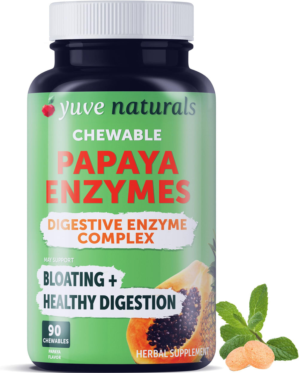 Yuve Papaya Digestive Enzymes bottle – 90 count