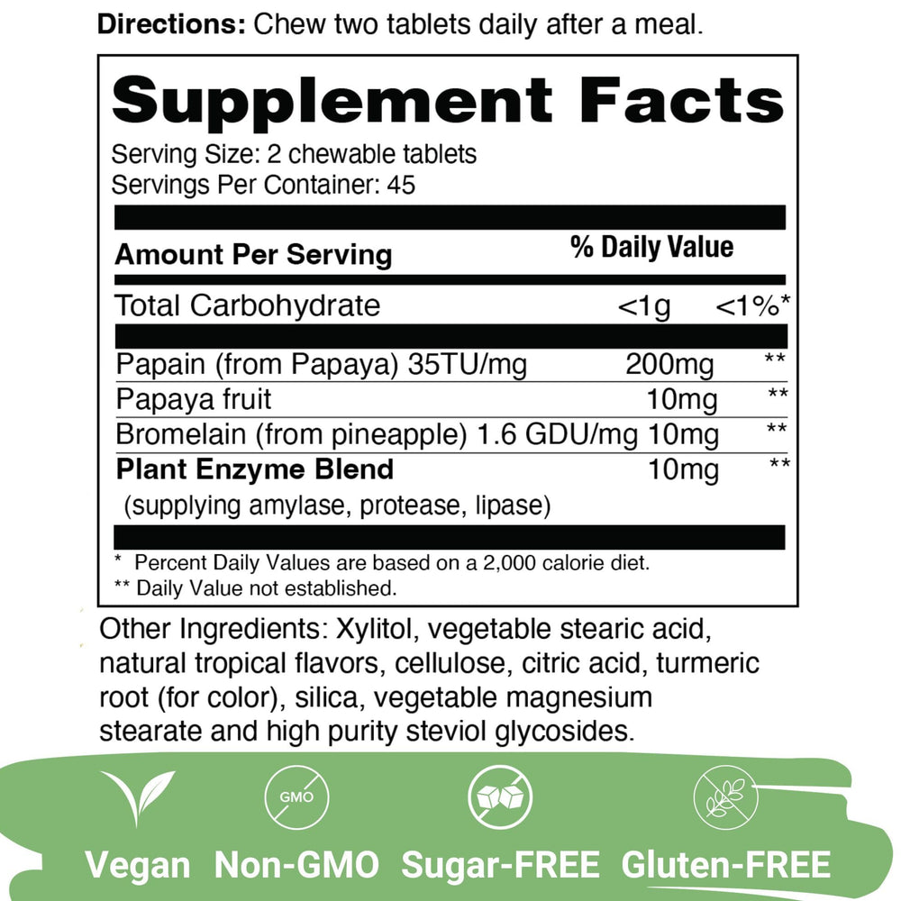 Sugar-free chewable papaya digestive enzyme candies close-up