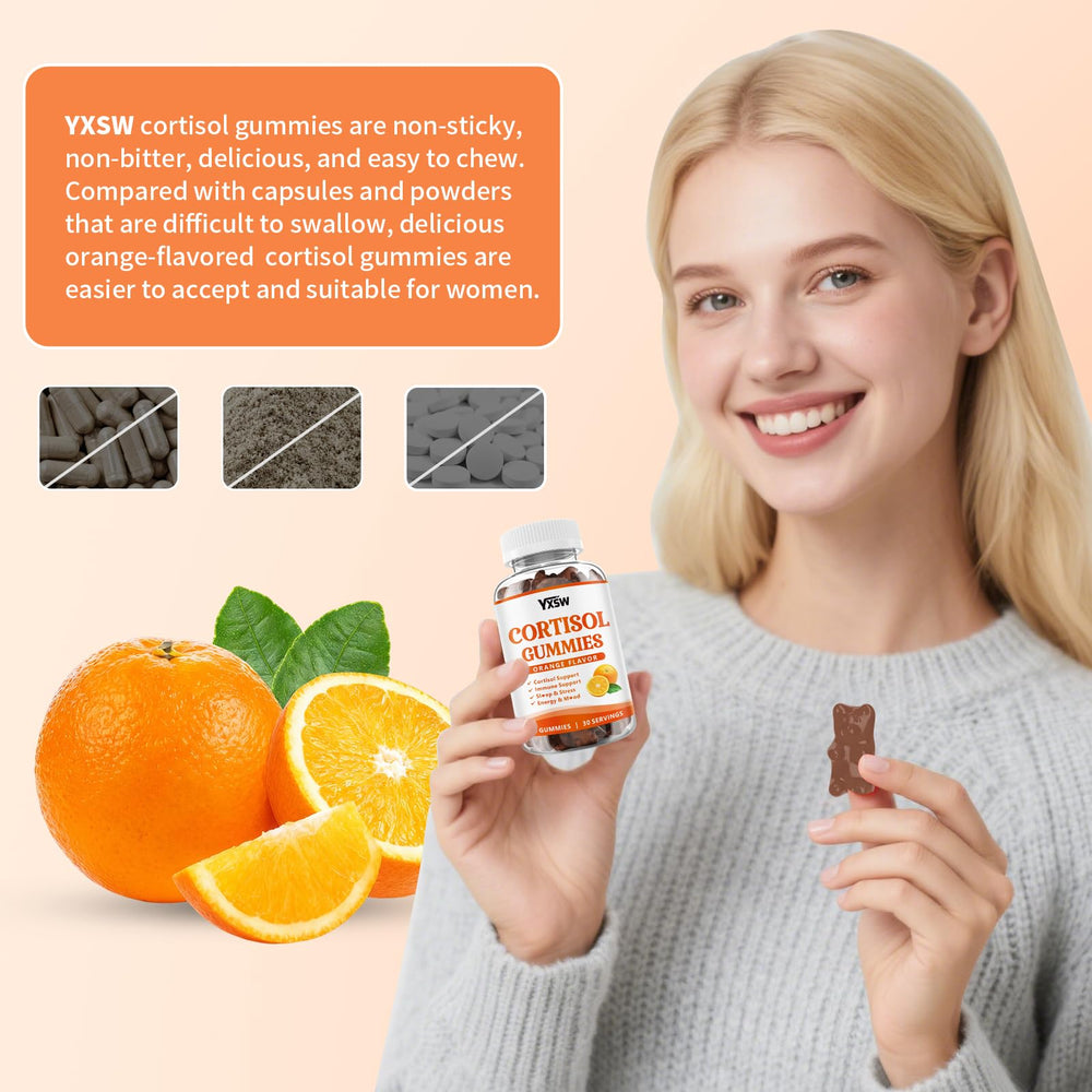 Serving suggestion with bottle and gummies