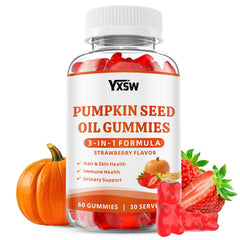 YXSW Pumpkin Seed Oil Gummies bottle with Saw Palmetto on white background