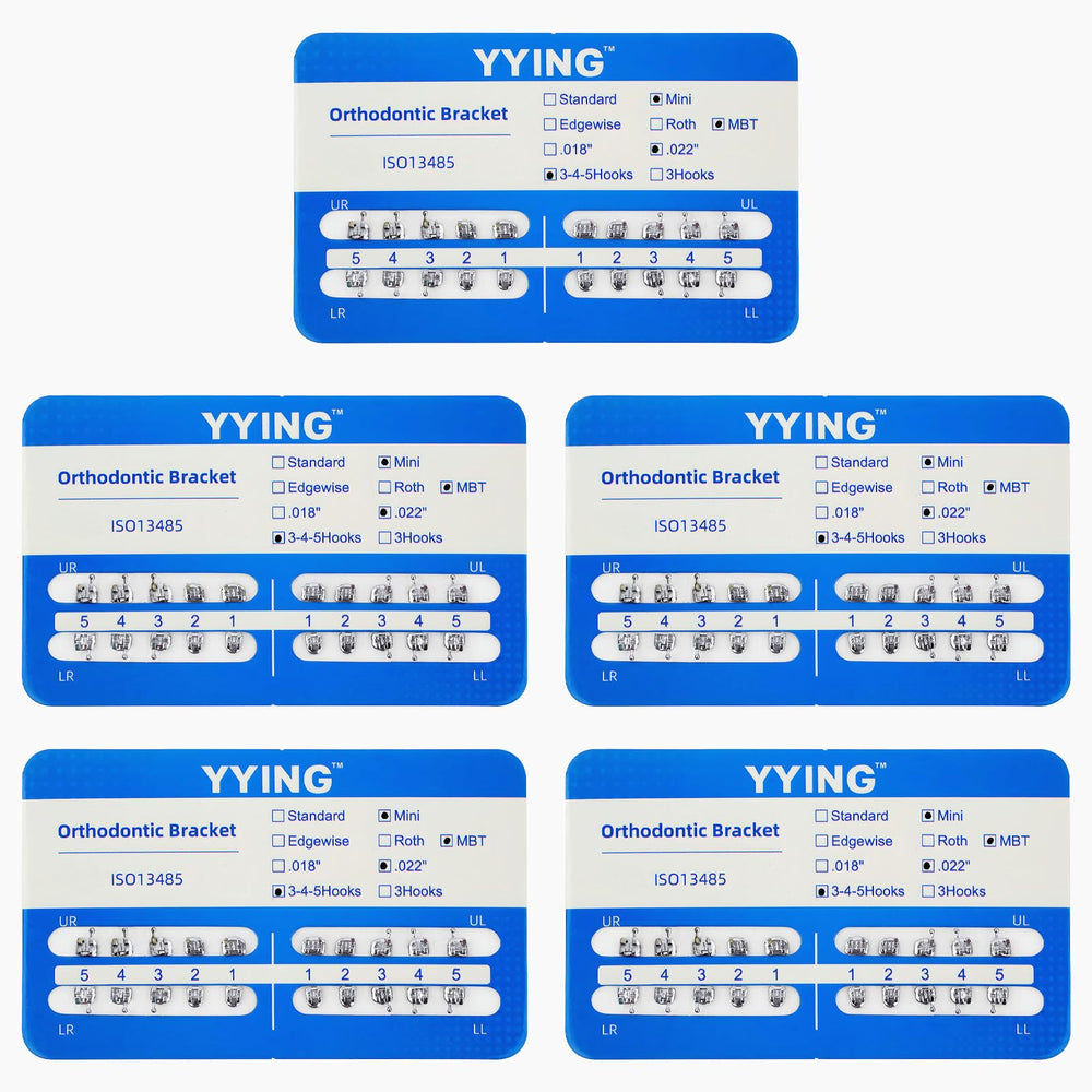 YYING 5 Packs Orthodontic Metal Brackets MBT Slot .022 with Hooks – image 1