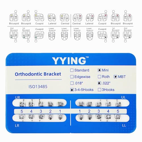YYING 5 Packs Orthodontic Metal Brackets MBT Slot .022 with Hooks – image 2