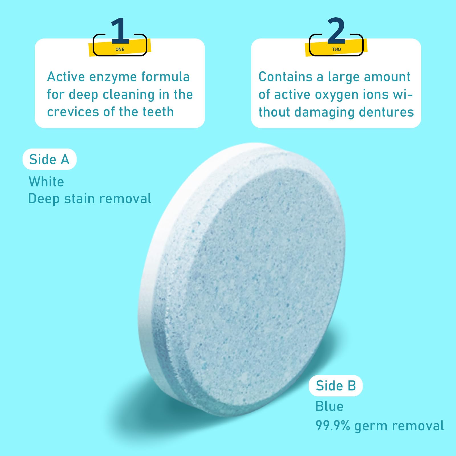 Close-up of denture cleaning tablets