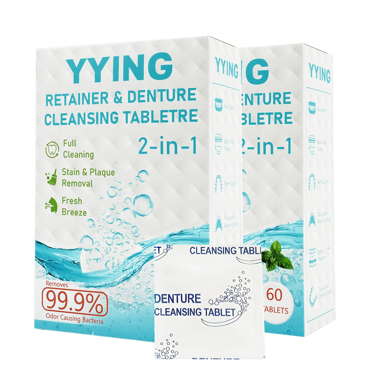 YYING Retainer Cleaner packaging with 120 tablets for 4-month supply