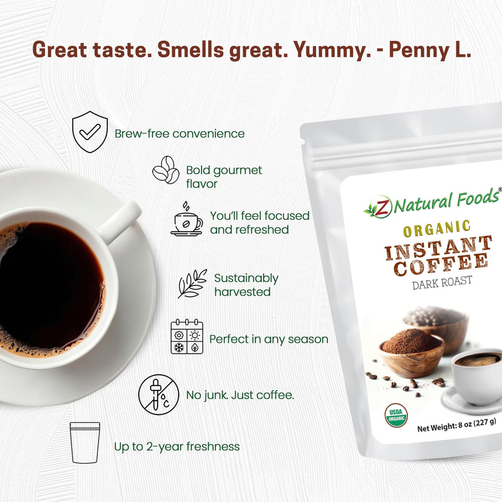 Z Natural Foods coffee with antioxidants supports natural energy and focus.