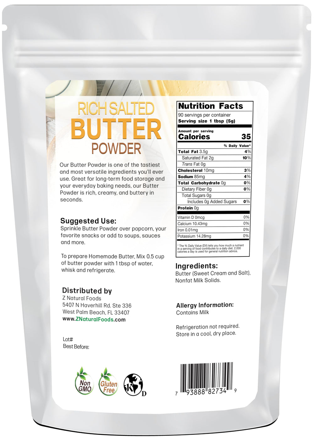 Z Natural Foods butter powder scoop for precise portions in baking