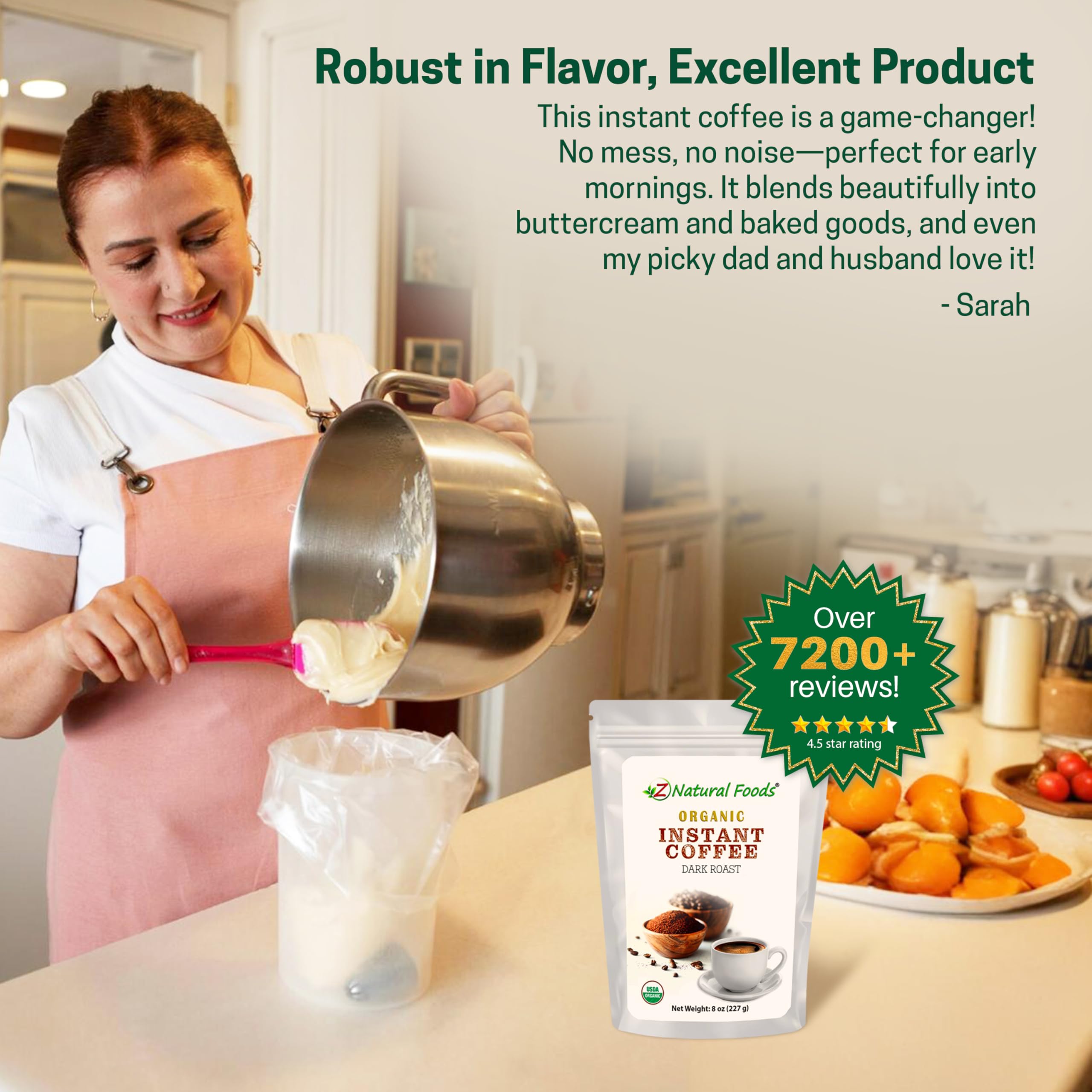 Z Natural Foods instant coffee mix for quick, smooth brews.
