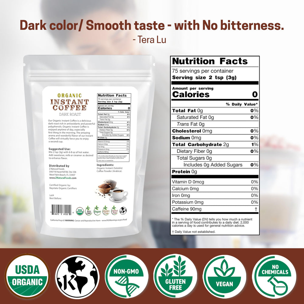 Z Natural Foods coffee cup with dark roast aroma for a robust morning ritual.