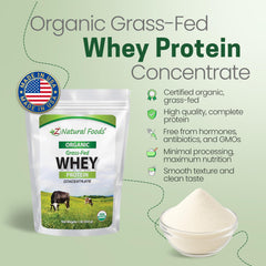 Z Natural Foods whey concentrate pouring glass demonstrates smooth texture for shakes and bakes.