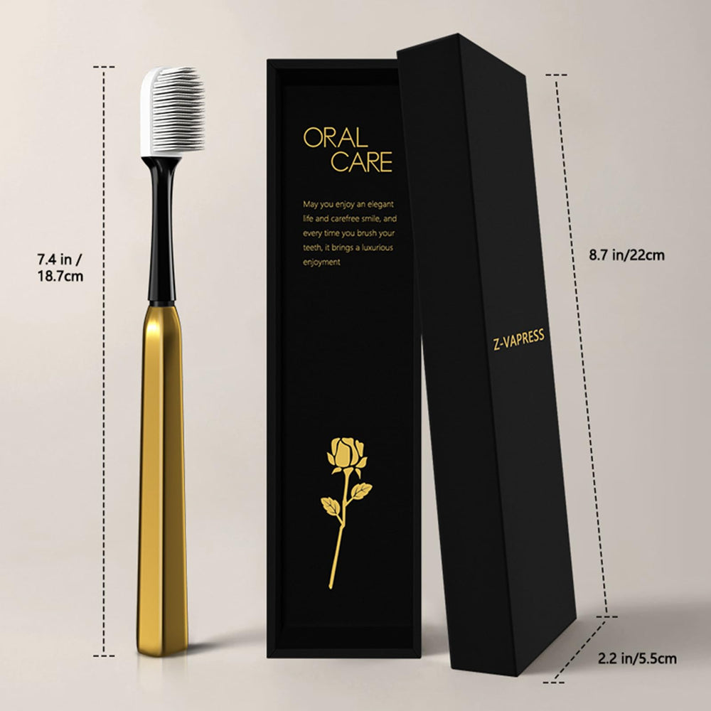 Gold-plated deluxe toothbrush with ceramic handle