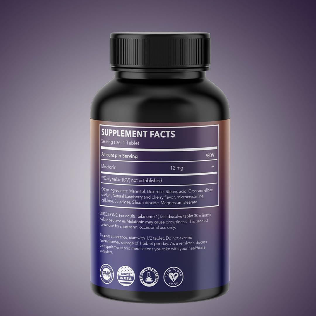 Berry-flavored melatonin bottle ideal for on-the-go use