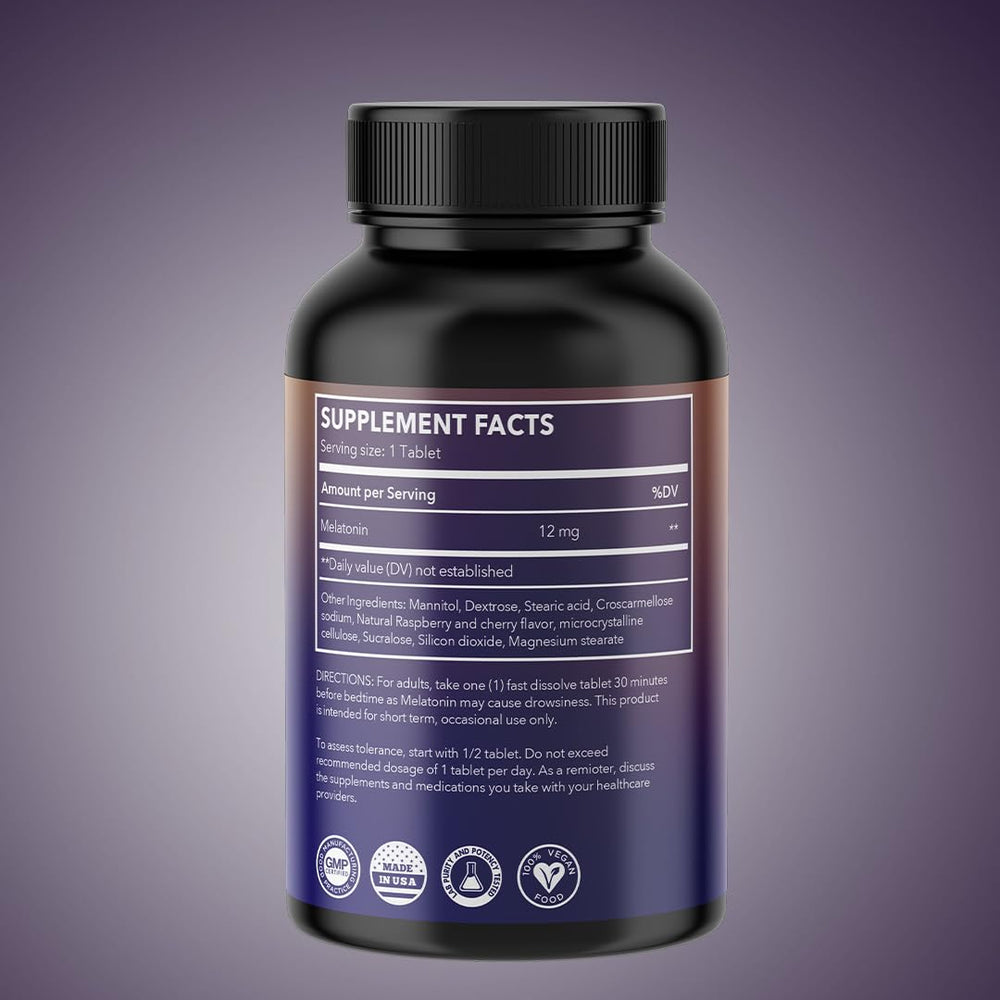 Berry-flavored melatonin bottle ideal for on-the-go use